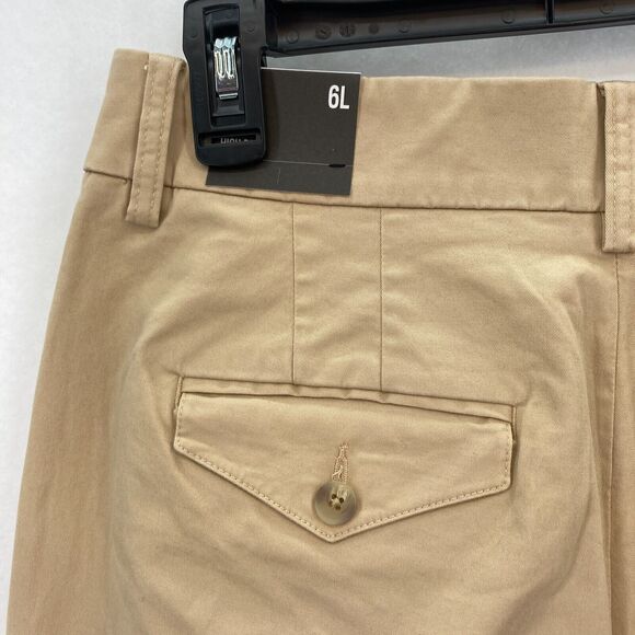 Express Ankle Pants Women's 6 Long Khaki Beige Stretch Fabric Pleated Chino NWT - Picture 9 of 14